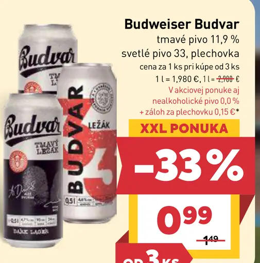 Budweiser Budvar tmavé pivo 11,9 % plechovka