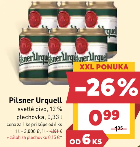 Pilsner Urquell svetlé pivo 12%