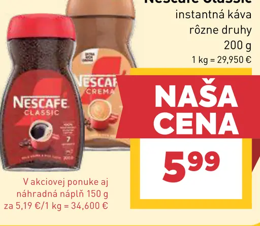 NESCAFÉ CLASSIC, instantná káva