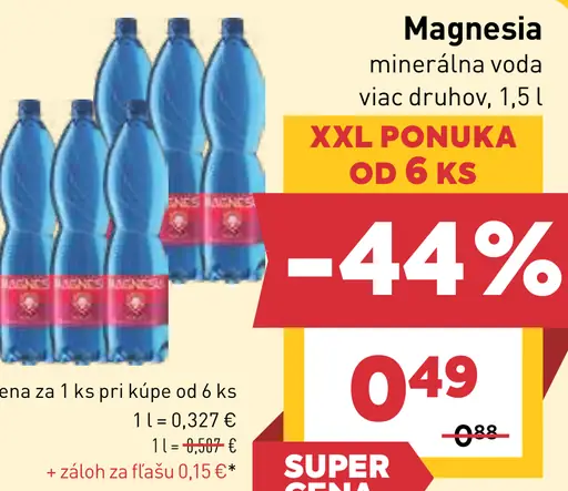 Magnesia Prírodná minerálna voda neperlivá