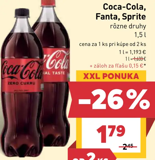 Coca-Cola, Fanta, Sprite sýtený nápoj