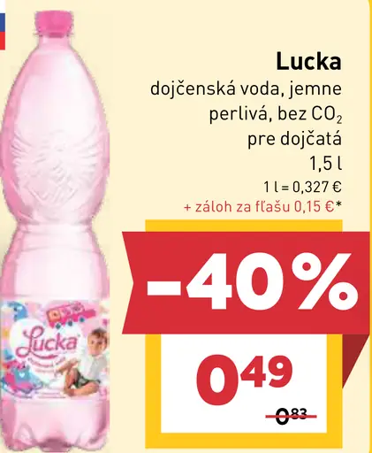 Lucka dojčenská voda jemne perlivá, bez CO₂, pre dojčatá