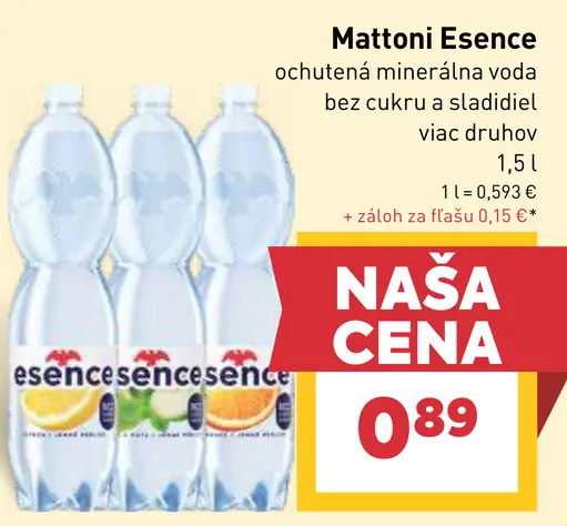 Mattoni esence ochutená minerálna voda bez cukru a sladidiel