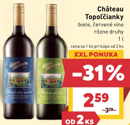 Château Topoľčianky ročníkový výber biele červené víno