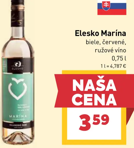 Elesko Marina biele, červené, ružové víno