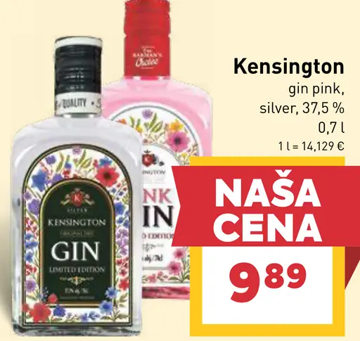 Kensington gin pink, silver