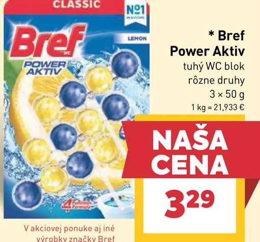 Bref Power Aktiv tuhý WC blok rôzne druhy
