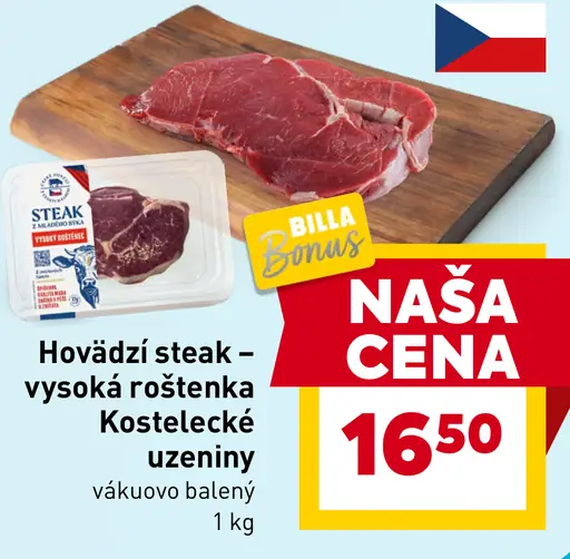 Hovädzí steak vysoká roštenka Kostelecké uzeniny vákuovo balený