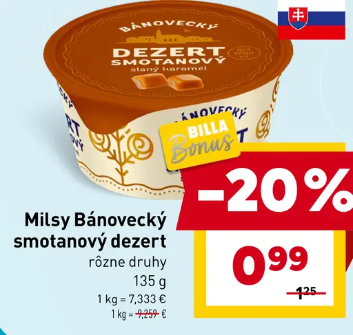Milsy Báňovecký smotanový dezert