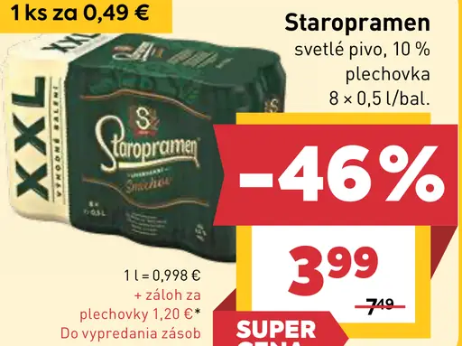 Staropramen Nealko pivo nealkoholické svetlé plechovka