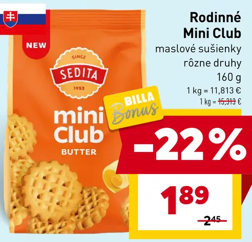 Sedita Rodinné mini Club maslové sušienky