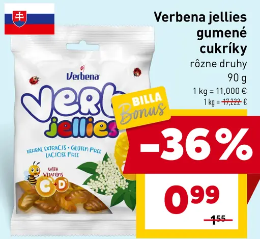 Verbena jellies gumenné cukríky rôzne druhy