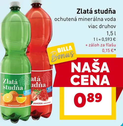 Zlatá studňa ochutená minerálna voda