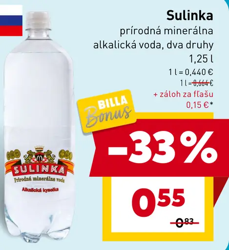 Sulinka Alkalická kyselka prírodná minerálna voda
