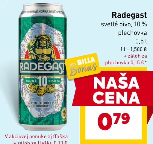 Radegast svetlé pivo 12% Ratar plechovka