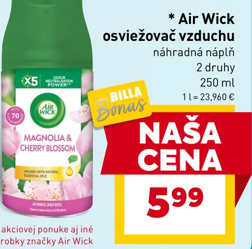 Air Wick osviežovač vzduchu a náhradná náplň Freshmatic rôzne druhy