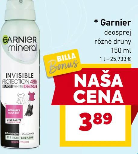 Garnier dezodorant rôzne druhy