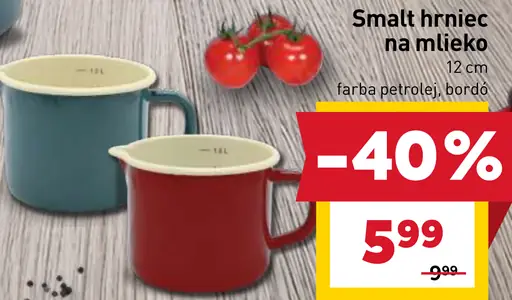 Smalt hrniec na mlieko 12 cm, farba petrolej, bordó