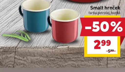 Smalt hrnček, farba petrolej, bordó
