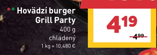 Hovädzí burger Grill Party chladený