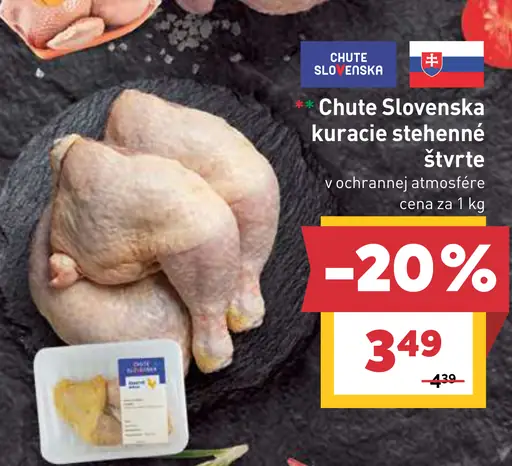 Chute Slovenska kuracie stehenné štvrte v ochrannej atmosfére