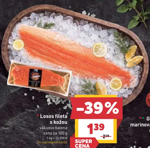 Losos fileta s kožou vákuovo balená