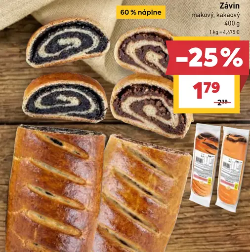 Závin makový, kakaový