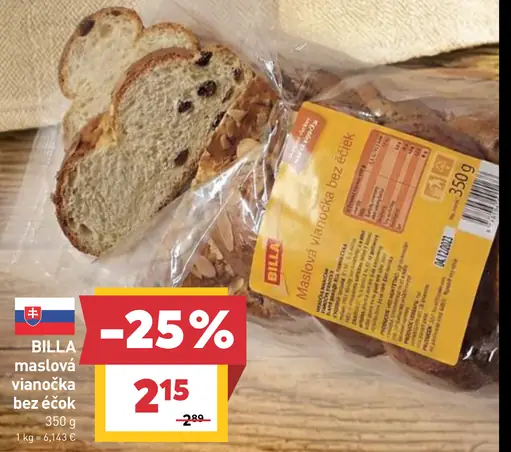 BILLA maslová vianočka bez éčok