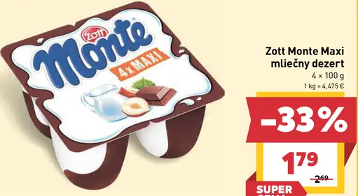 Zott Monte Maxi mliečny dezert