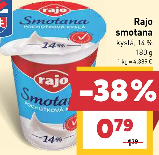 Rajo smotana kyslá 14%
