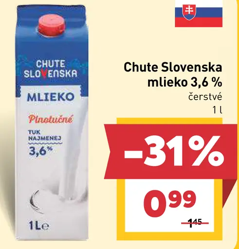 Chute Slovenska mlieko 3,6 % čerstvé