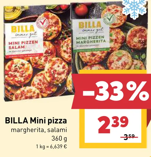 BILLA Mini pizza margherita, salámi