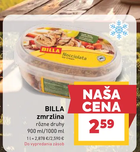Billa zmrzlina rôzne druhy