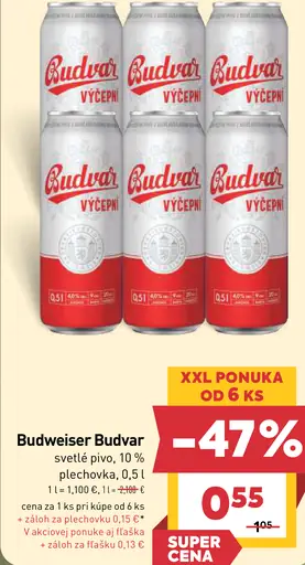 Budweiser Budvar svetlé pivo 12 %