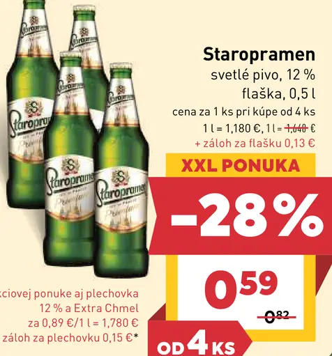 Staropramen svetlé pivo 12 % fľaša
