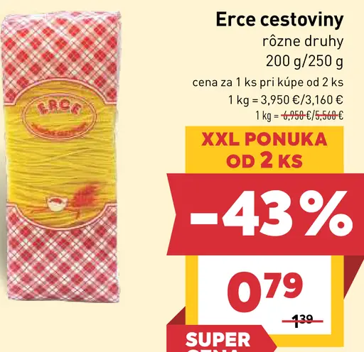 Erce cestoviny rôzne druhy