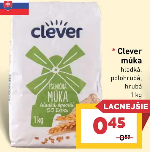 Clever múka hladká, polohrubá, hrubá