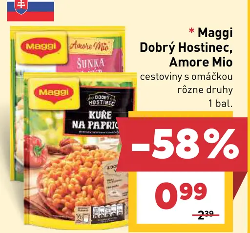 Maggi Dobrý Hostinec Amore Mio cestoviny s omáčkou rôzne druhy