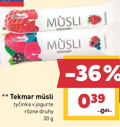 Tekmar müsli tyčinka v jogurte rôzne druhy