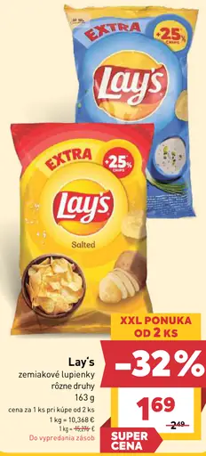 Lay's zemiakové lupienky rôzne druhy