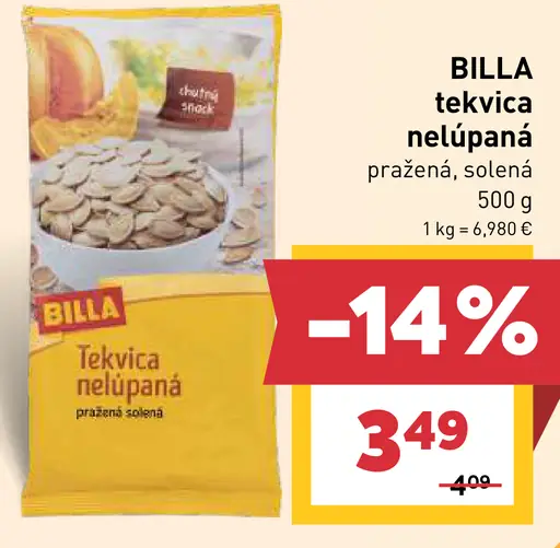 BILLA tekvica nelúpaná pražená, solená