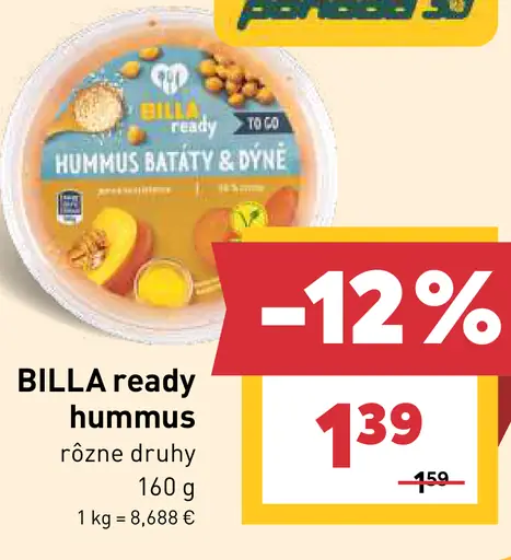 Billa ready hummus batáty a dyňa