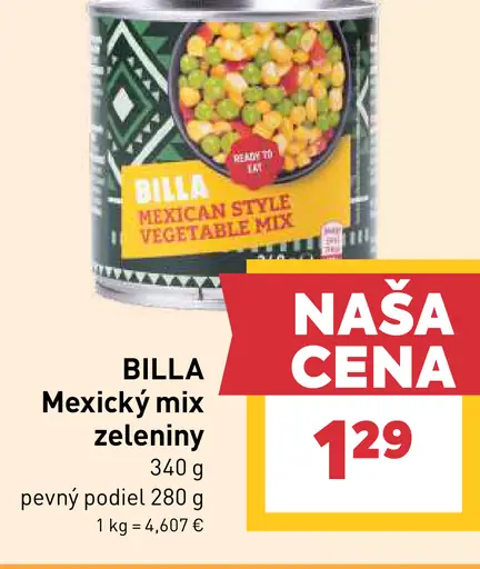 Billa Mexický mix zeleniny konzerva