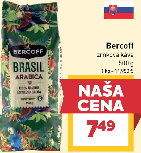 Bercoff Brasil Arabica zrnková káva