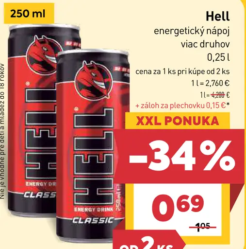 Hell energetický drink viac druhov