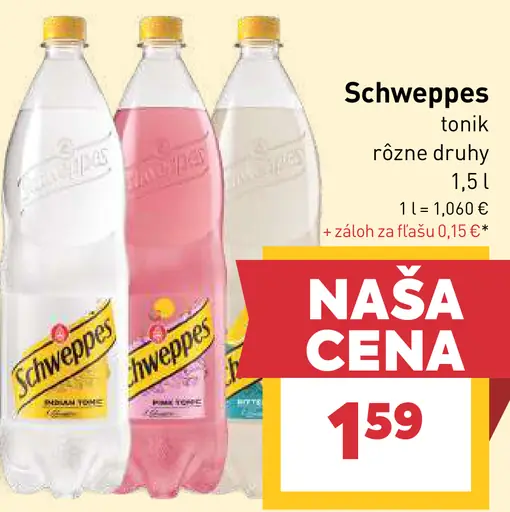 Schweppes tonik rôzne druhy