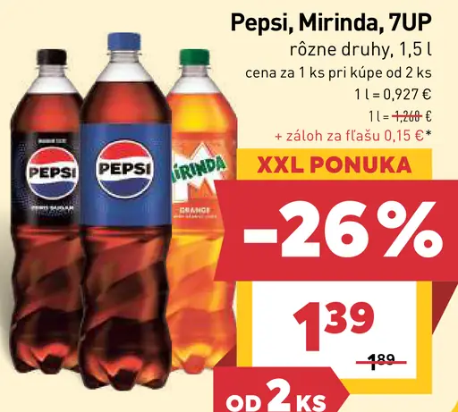 Pepsi, Mirinda, 7UP rôzne druhy
