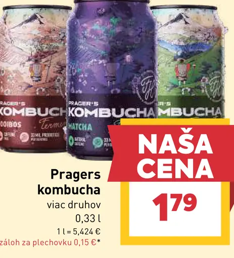 Pragers kombucha viac druhov plechovka