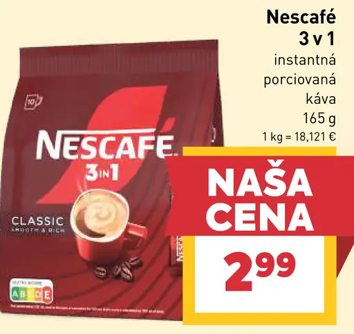 Nescafé 3 v 1 instantná porciovaná káva