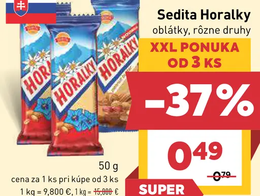 Sedita Horalky oblátky rôzne druhy